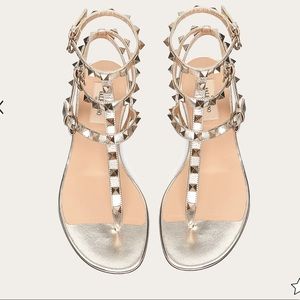 Valentino metallic rock stud gold sandals